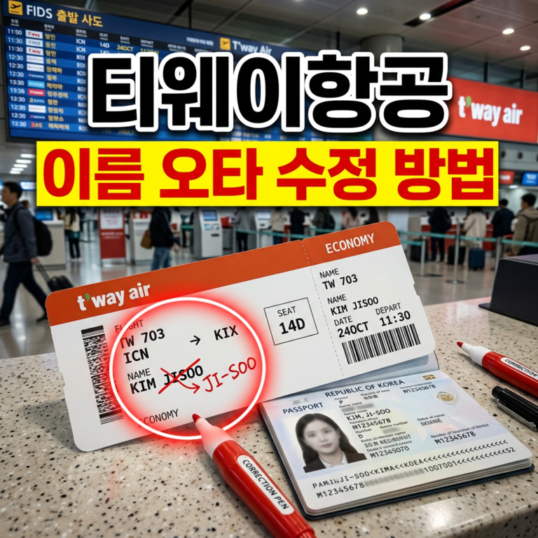 티웨이항공 이름 오타 수정 방법과 영문 철자 변경 수수료 정리