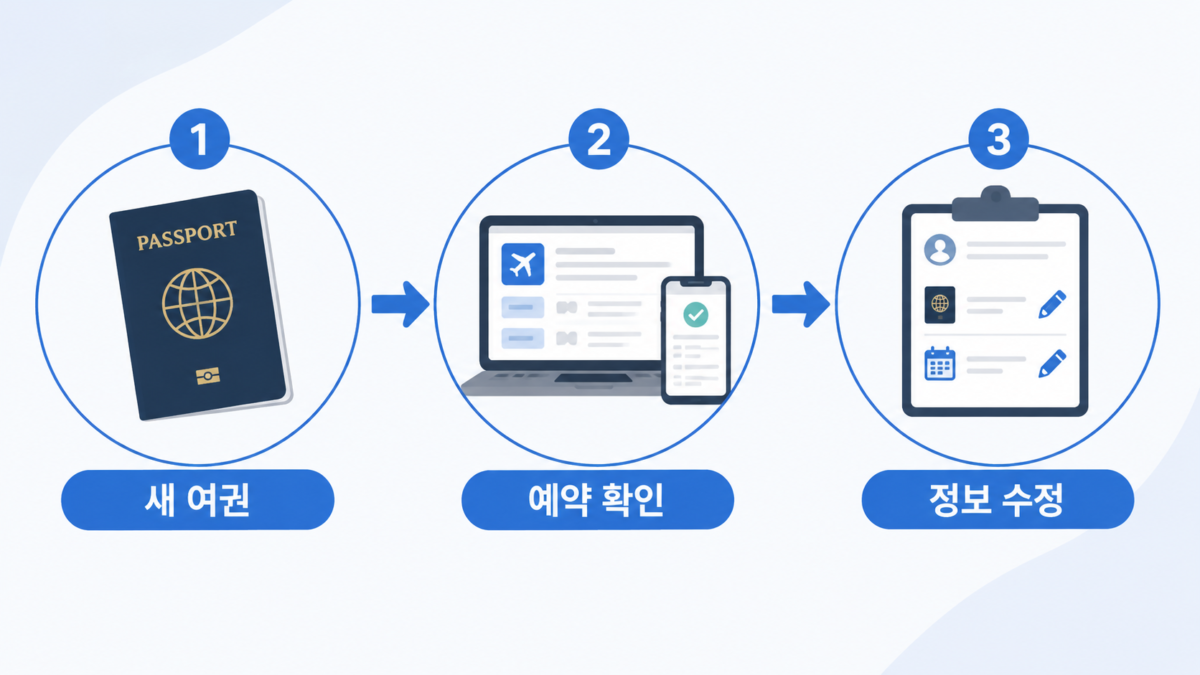 새 여권 예약정보 수정 흐름