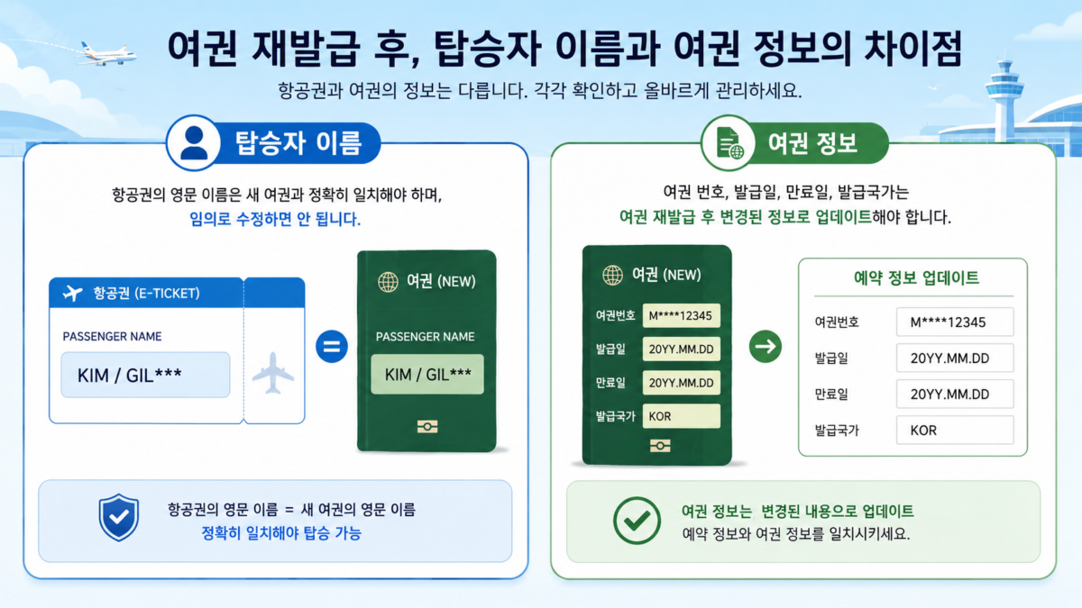 탑승자 이름과 여권정보 차이